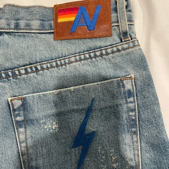 Aviator Nation hi rise rocker live free bolt jean shorts - vintage